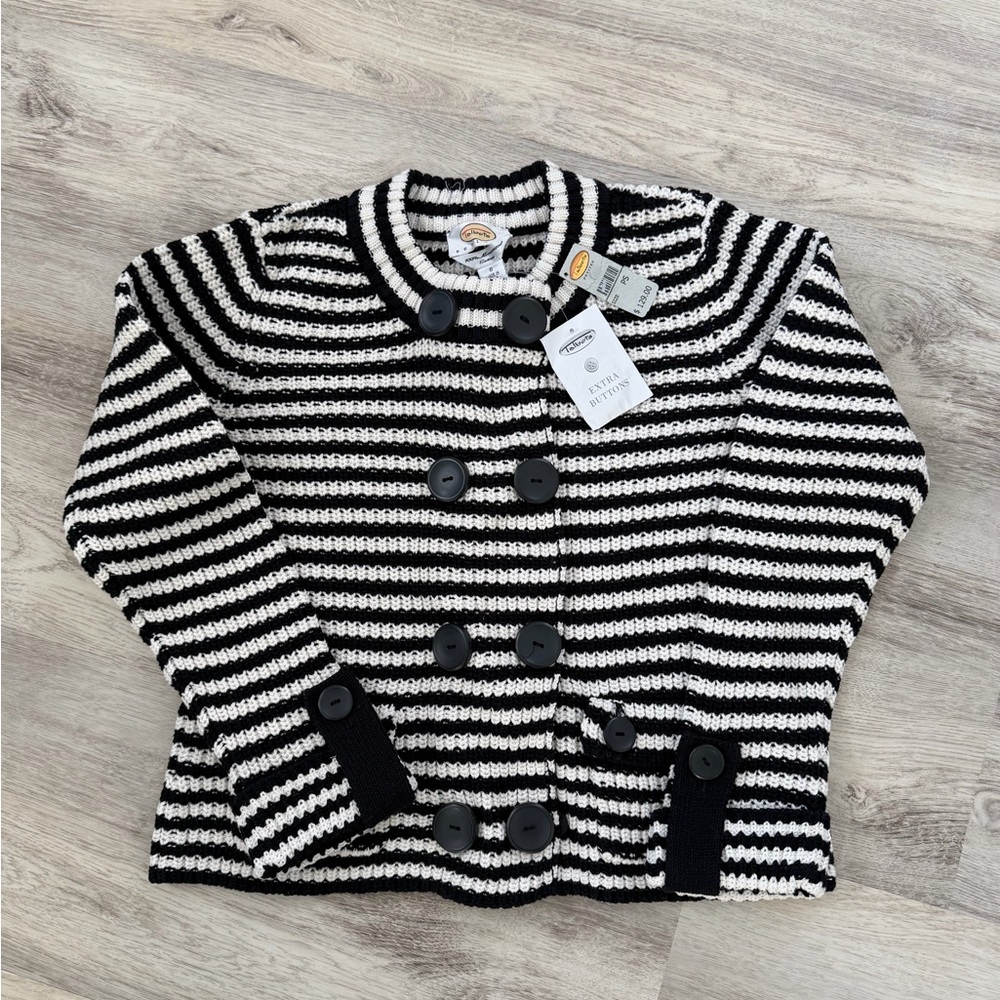 Talbots Peacoat dark Navy  and White Knit Sweater new with tags